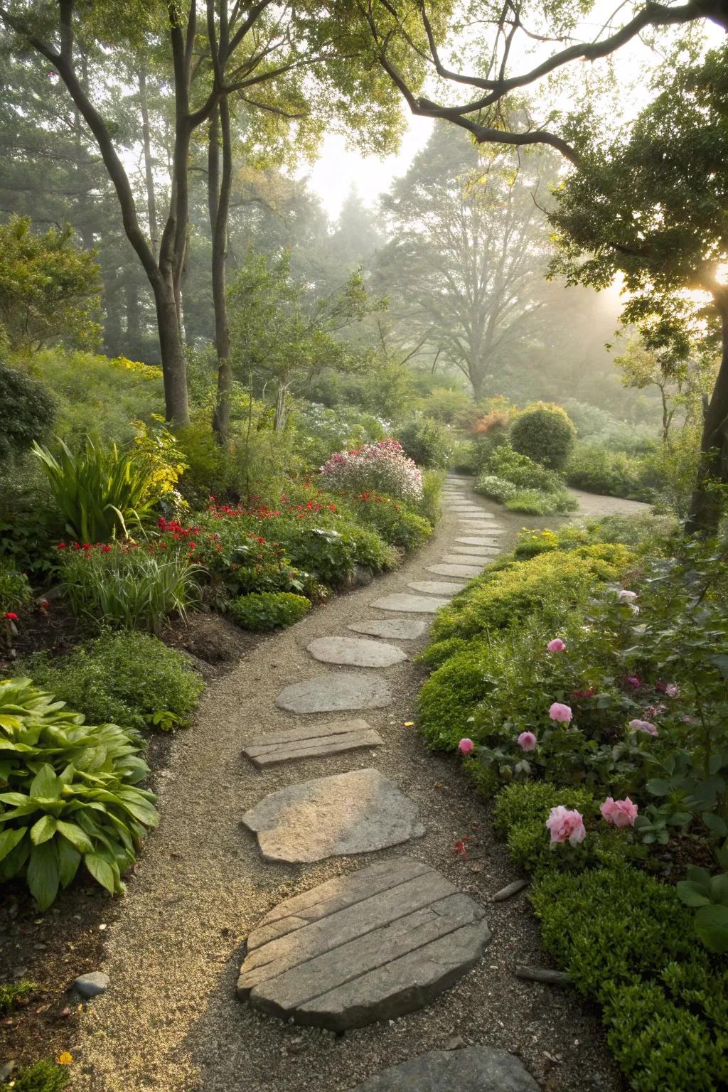 Mix textures with crushed rock fines and pavers for an intriguing garden pathway.