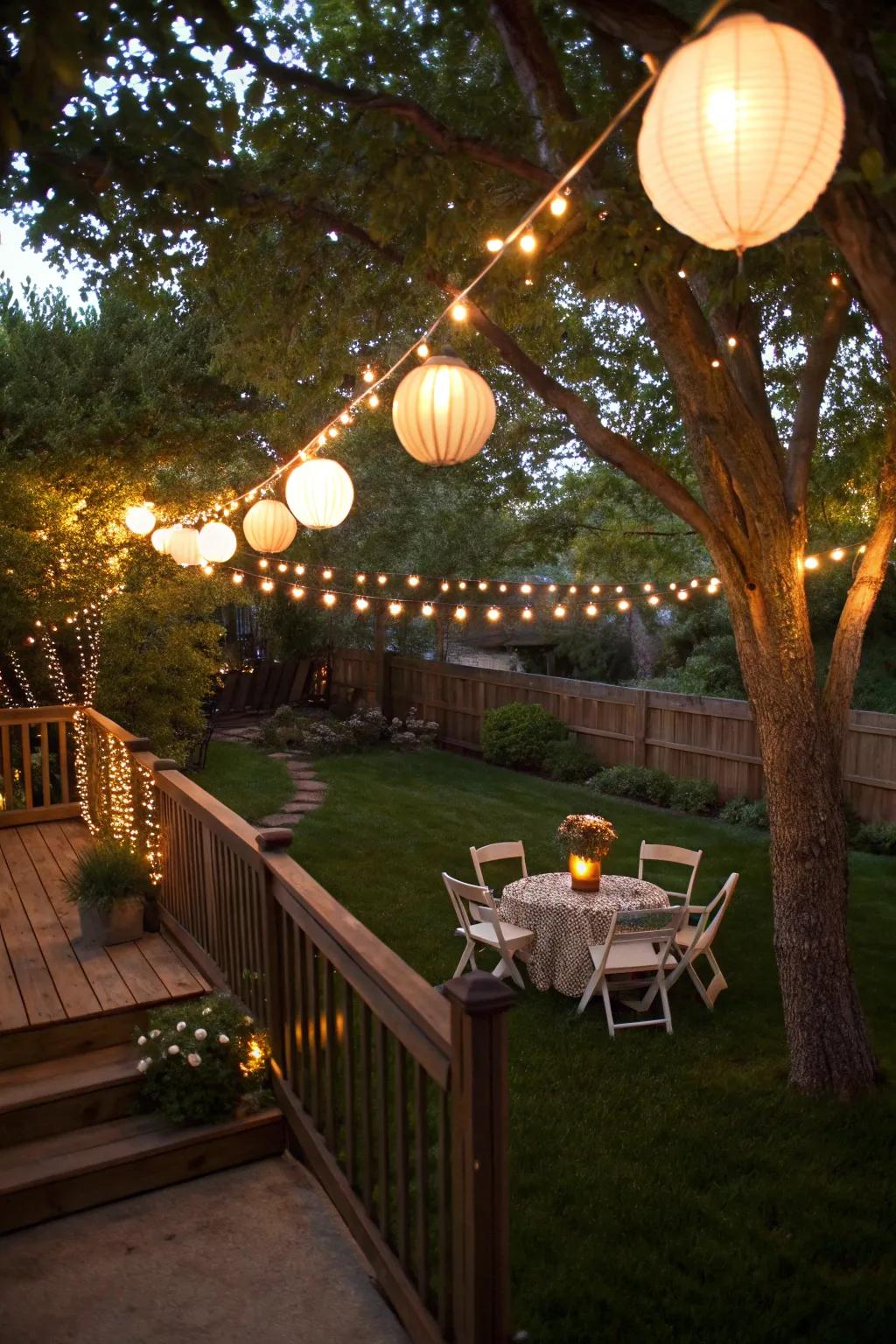 Use enchanted nighttime lighting to enhance your backyard