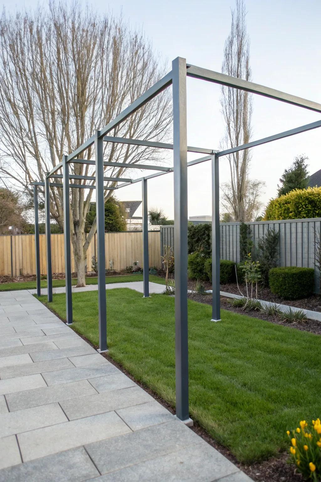 Present modern refinement with steel structure pillars in your backyard.