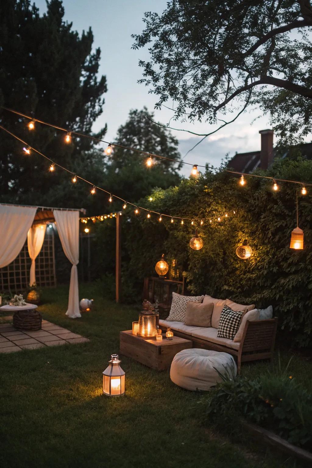 Illumination transforms your backyard for evening enjoyment.