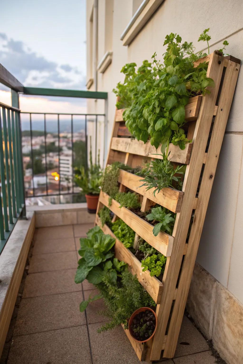 A palette planter is a creative and economical way to create your herb garden.