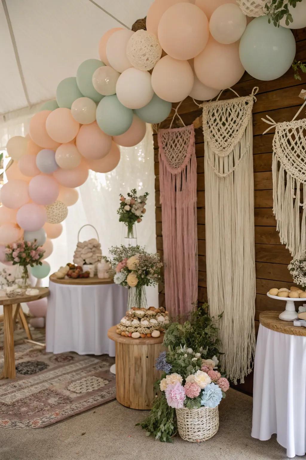 Bohemian stylish balloons fashion a relaxed, chic atmosphere.
