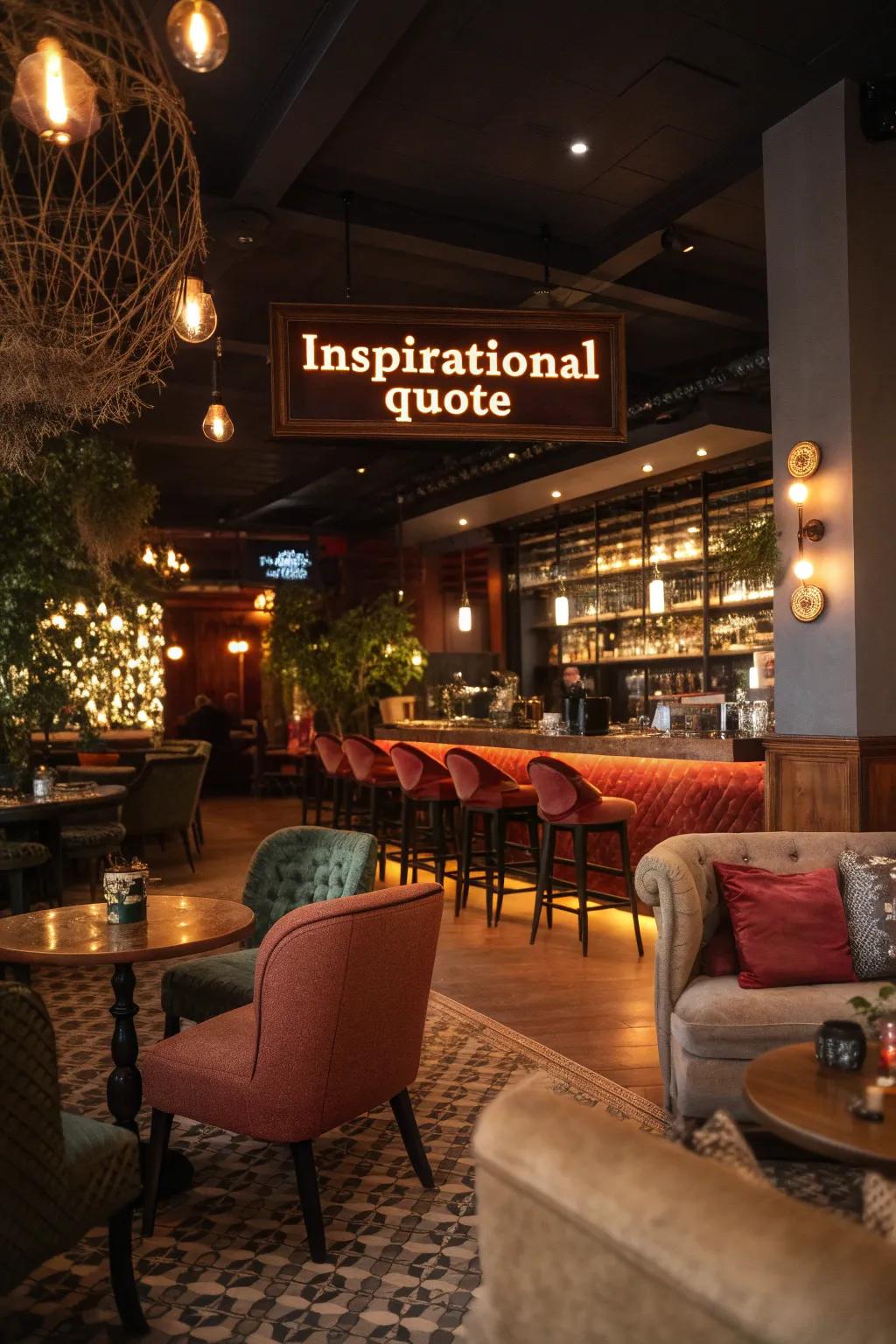 Uplifting saying signs foster a positive and welcoming setting.