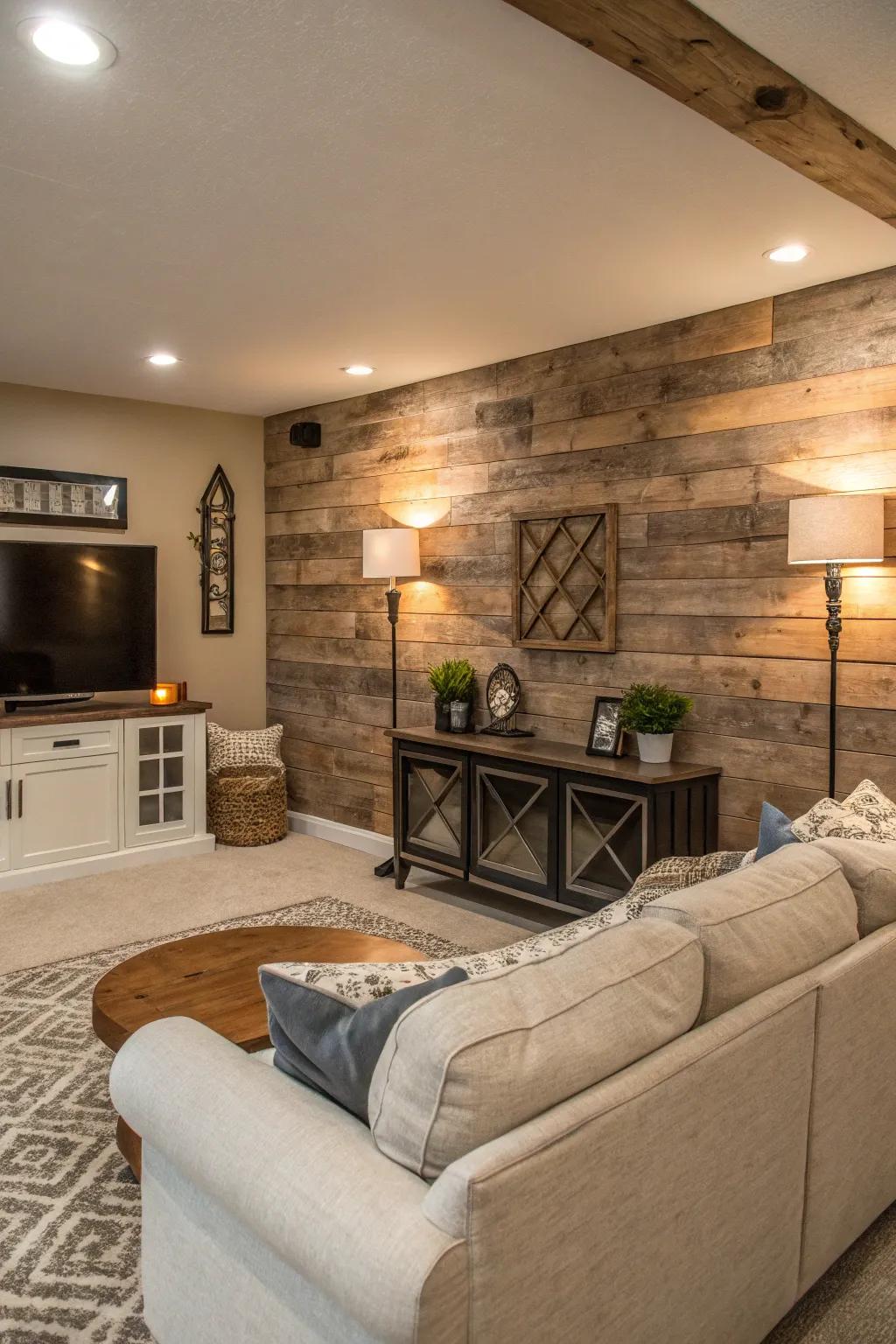 Cultivate a peaceful ambiance with subtly colored barn wood.