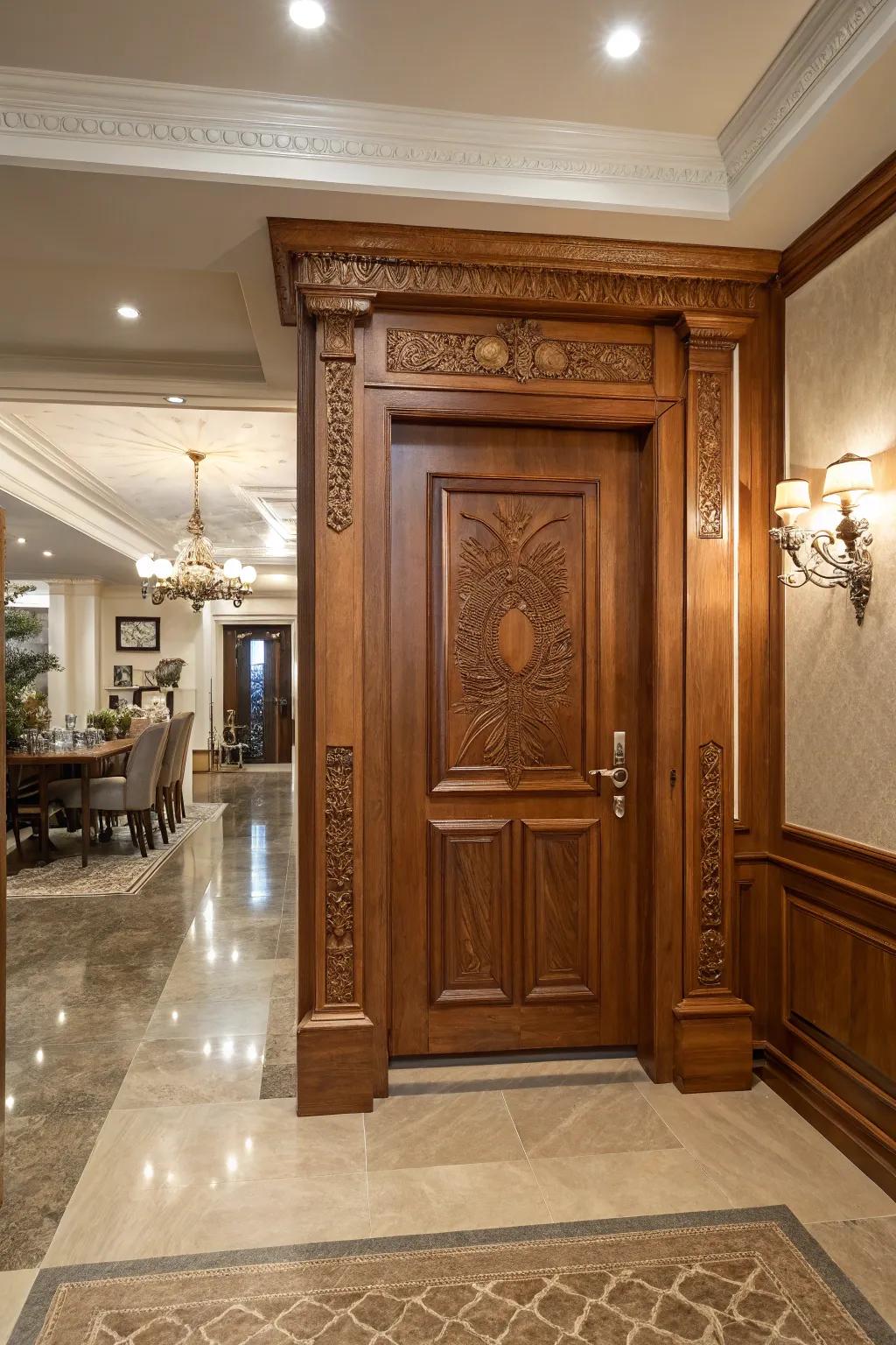 A classic basement door adds timeless elegance to any home.