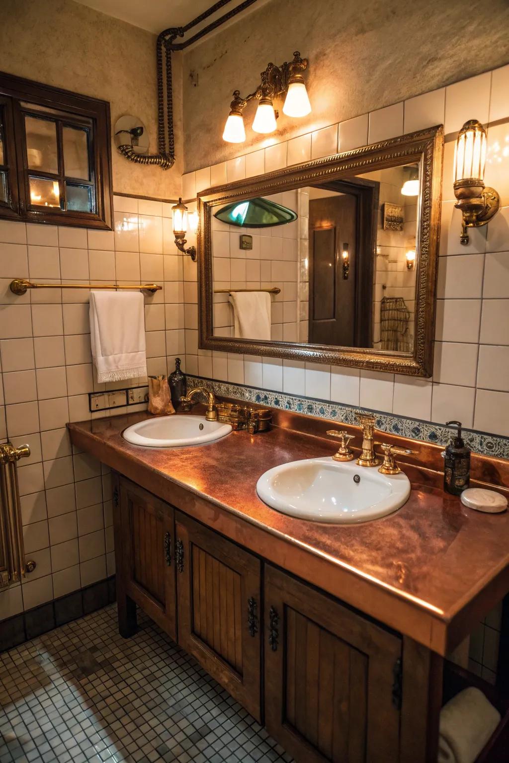 Bronze countertops develop a unique patina over time.