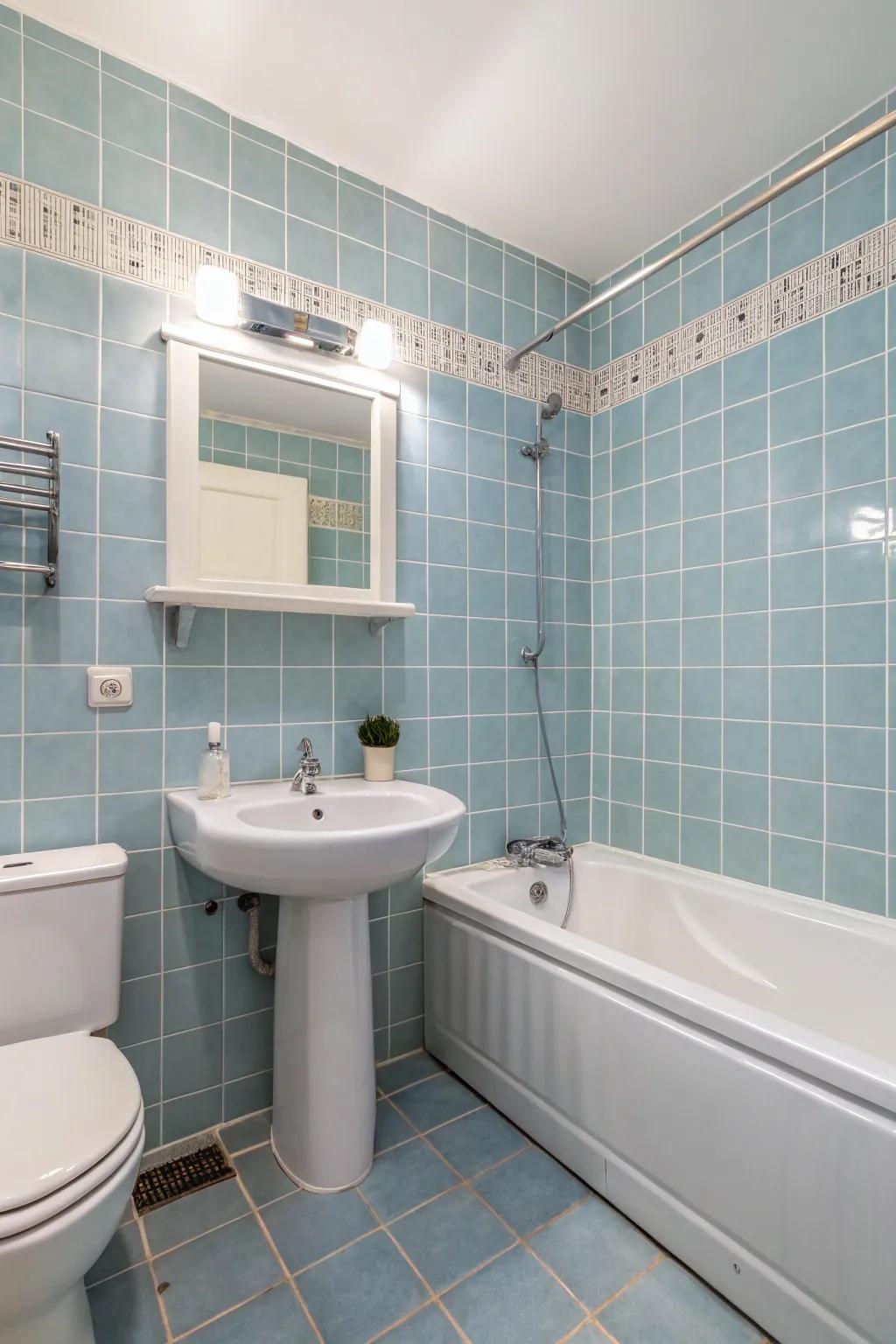 Create a calming retreat with soothing azure surfaces.