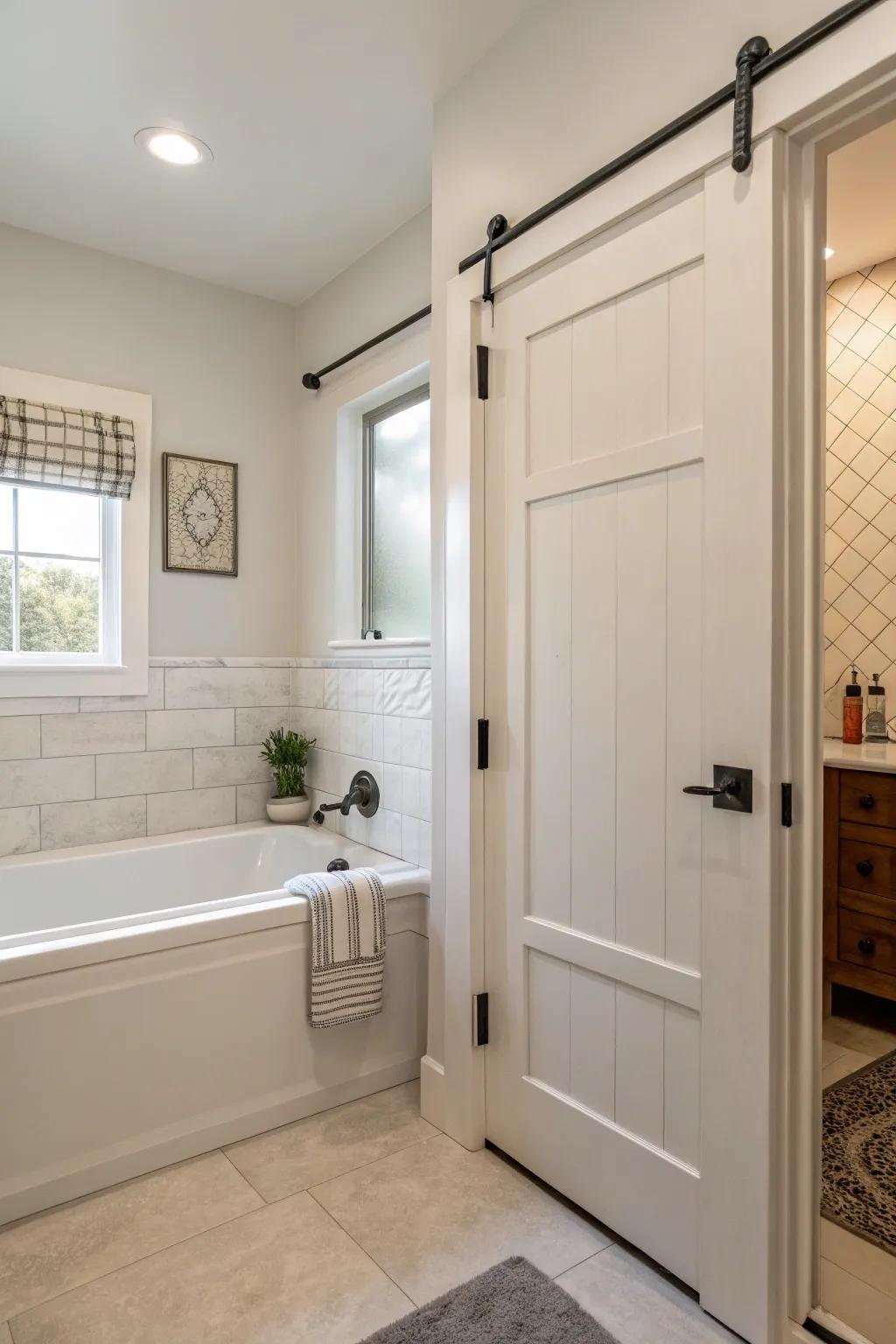 Minimalist hardware keeps the focus on the refined design of your bathroom.