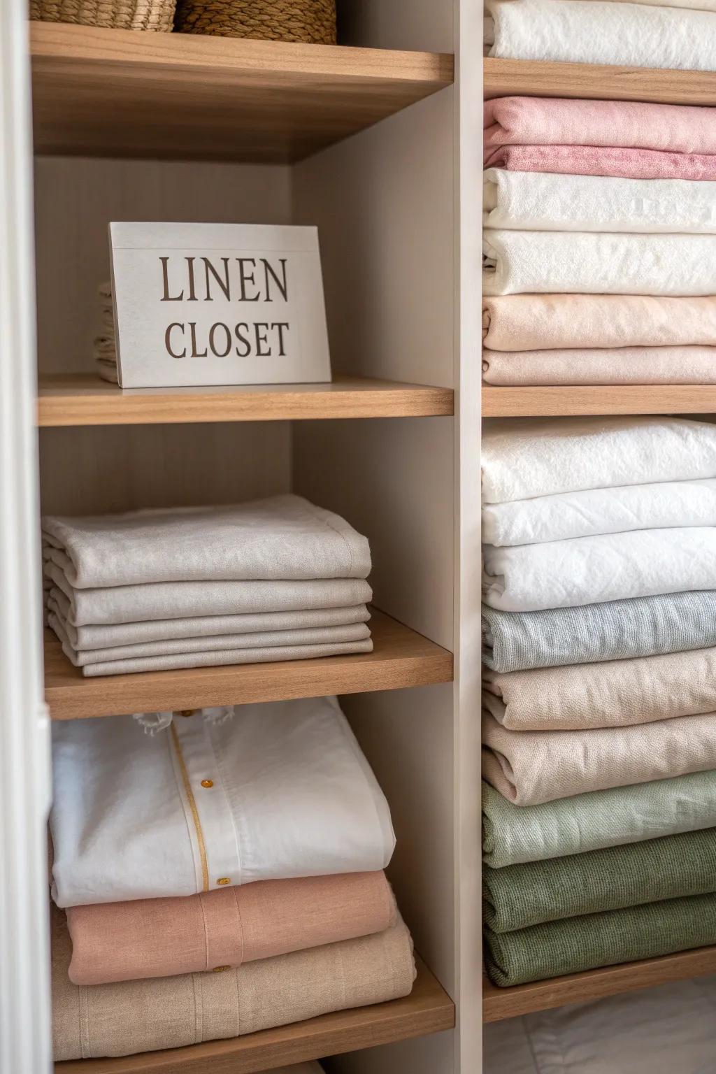 Decorative accents transform your linen closet into a stylish showcase.