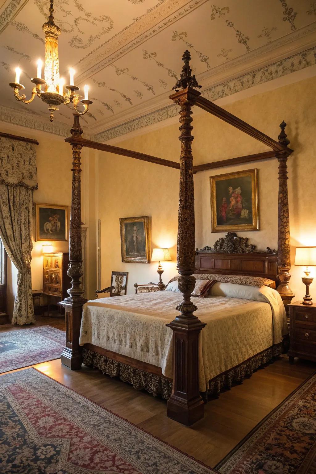 Classic bedposts bring timeless charm to any bedroom.