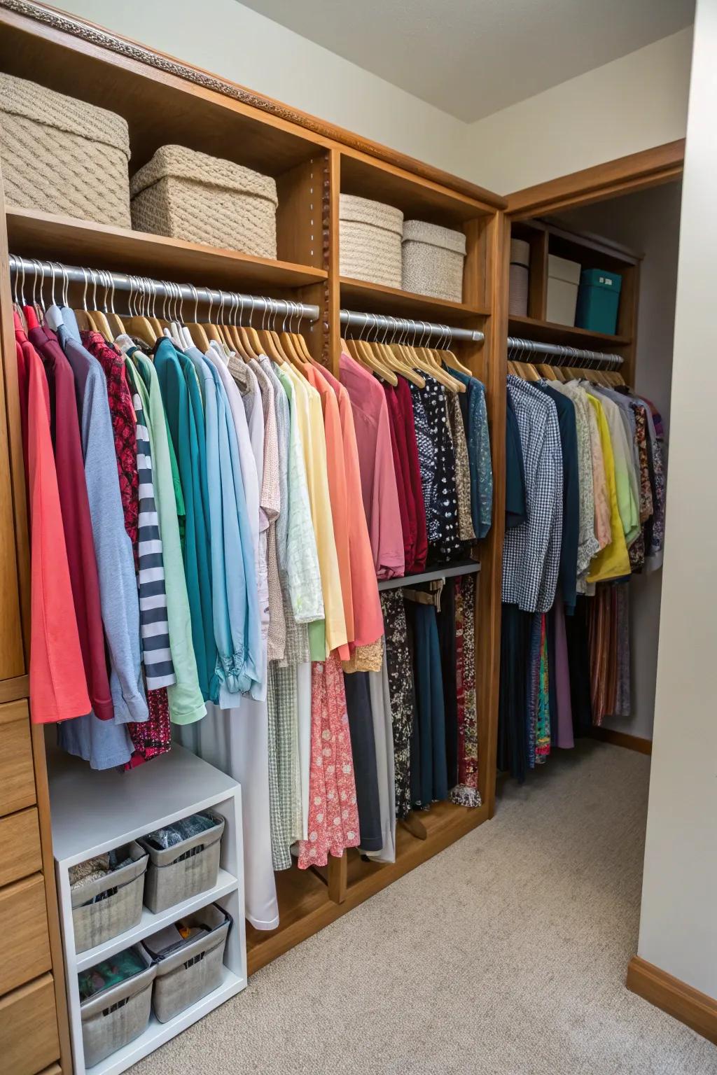 Color-coding brings harmony to your closet.