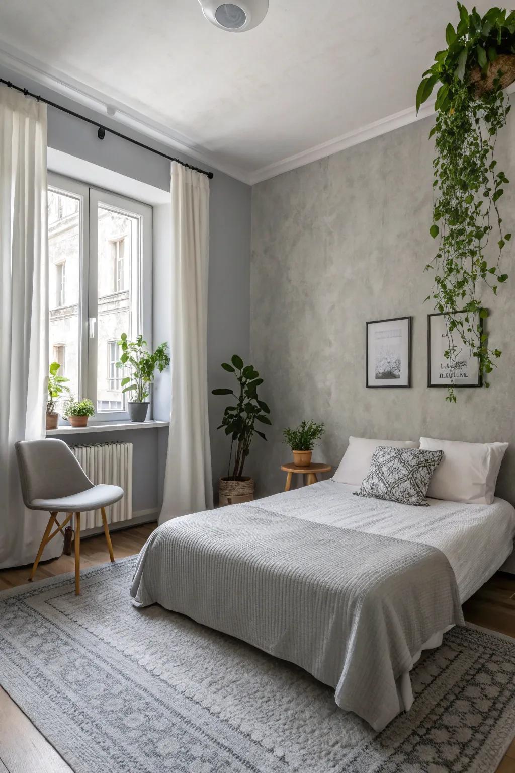 Refined grays present a versatile and timeless bedroom setting.