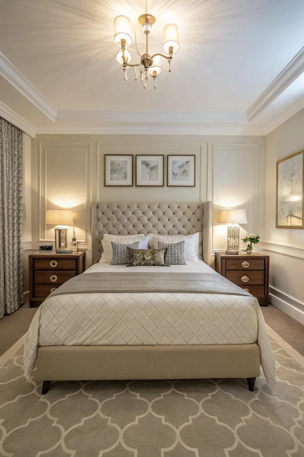A thoughtfully considered layout elevates the fluidity of the bedroom.
