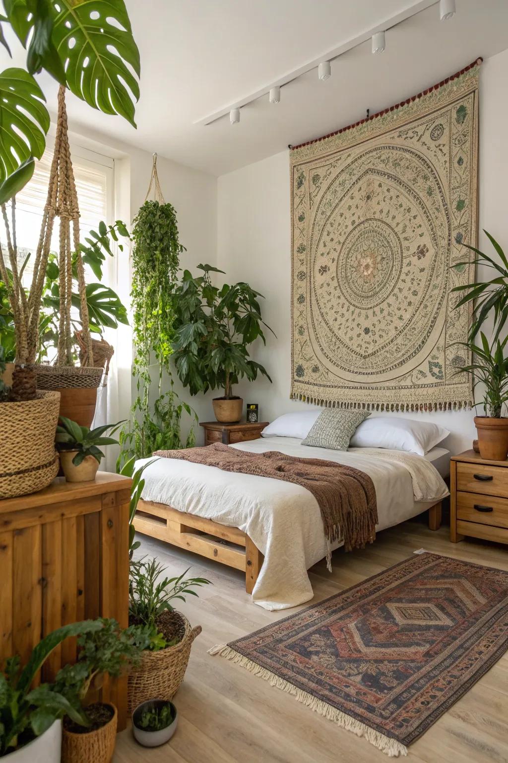 Blend organic elements with your wall hanging decor.