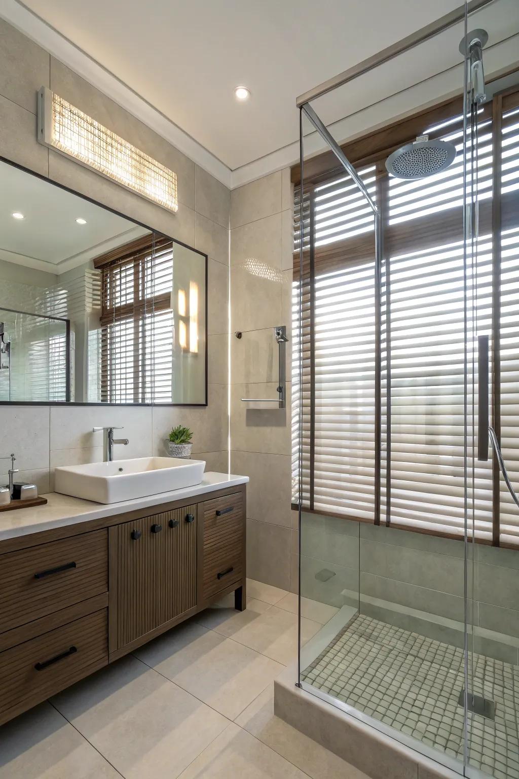 Chic and functional coverings for bathroom privacy.