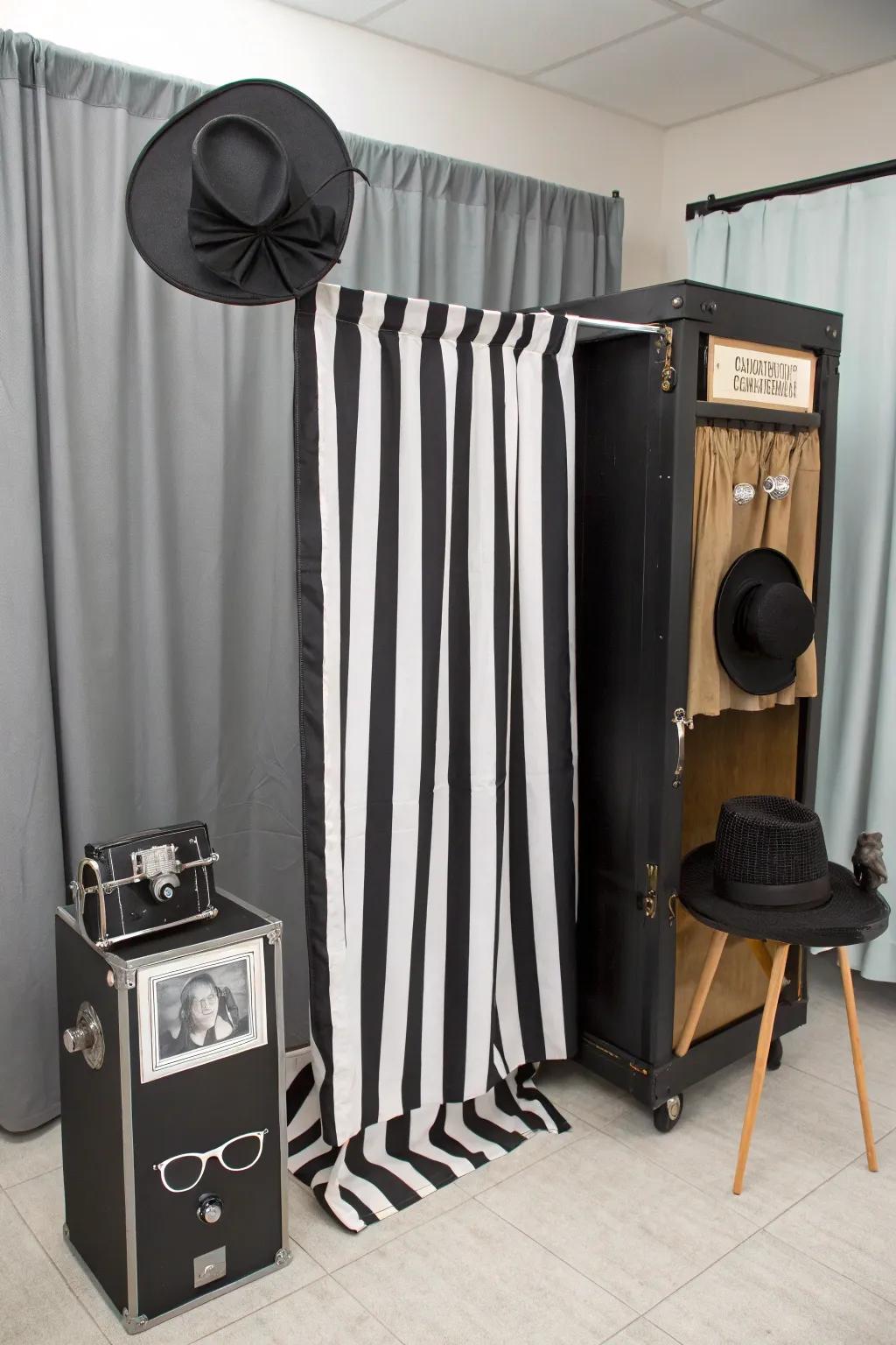 Record memories utilizing a stylish monochrome snapshot station.