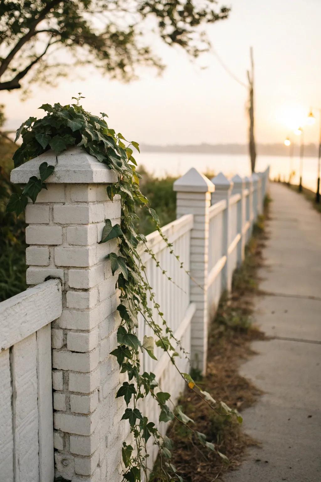 Limewashed masonry delivers a gentle, graceful feel.