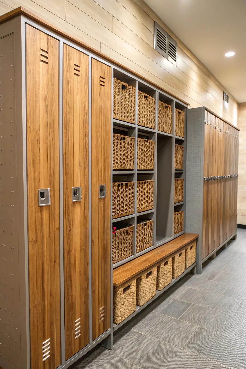 A stylish blend of materials in custom-built storage.