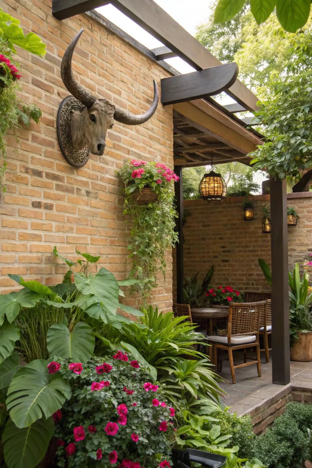 Upgrade exterior spaces by using rustic decors.