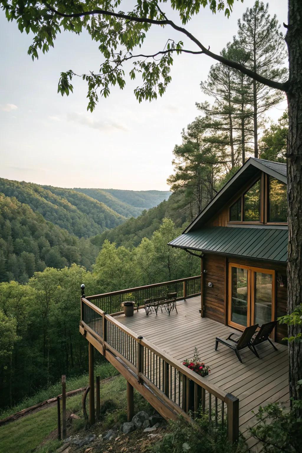 A patio deck smoothly extends the living area into the landscape.
