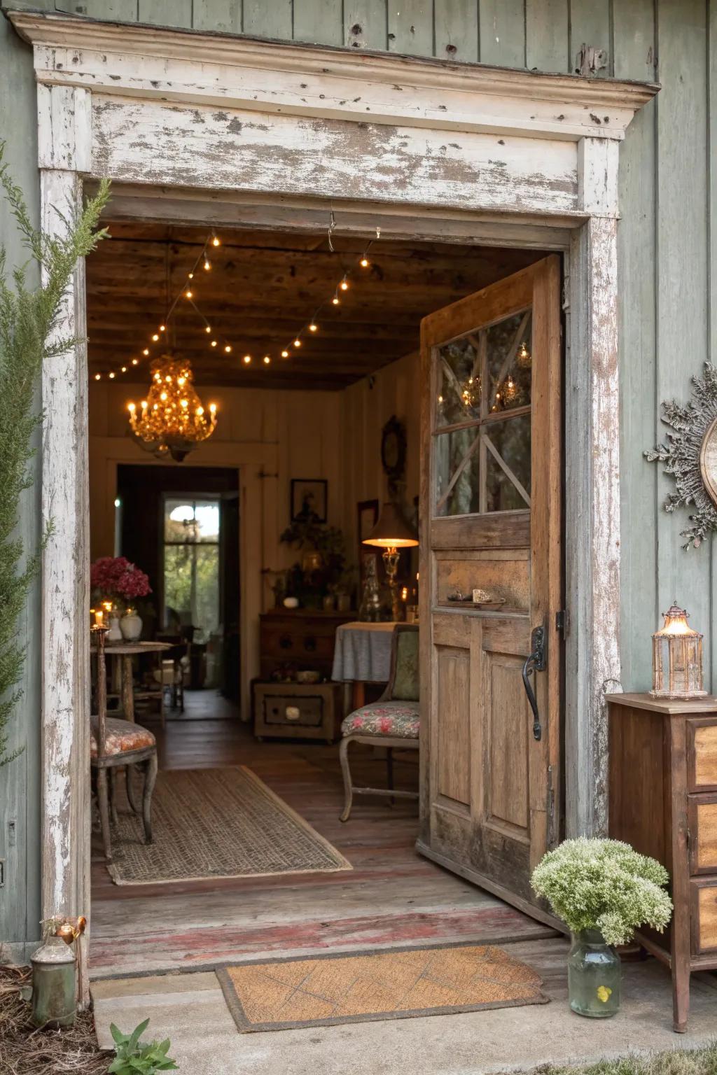 Weathered timber edging radiates country charm.