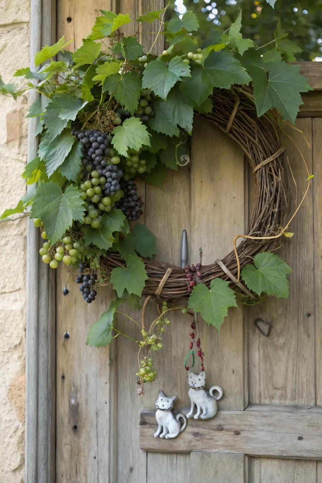 A rustic creeping vine feline decorative loop with a nuance of charm.