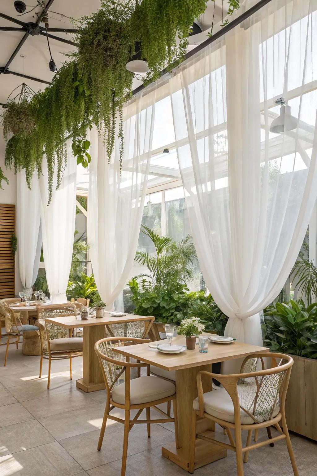 Airy curtains for a light and open atmosphere