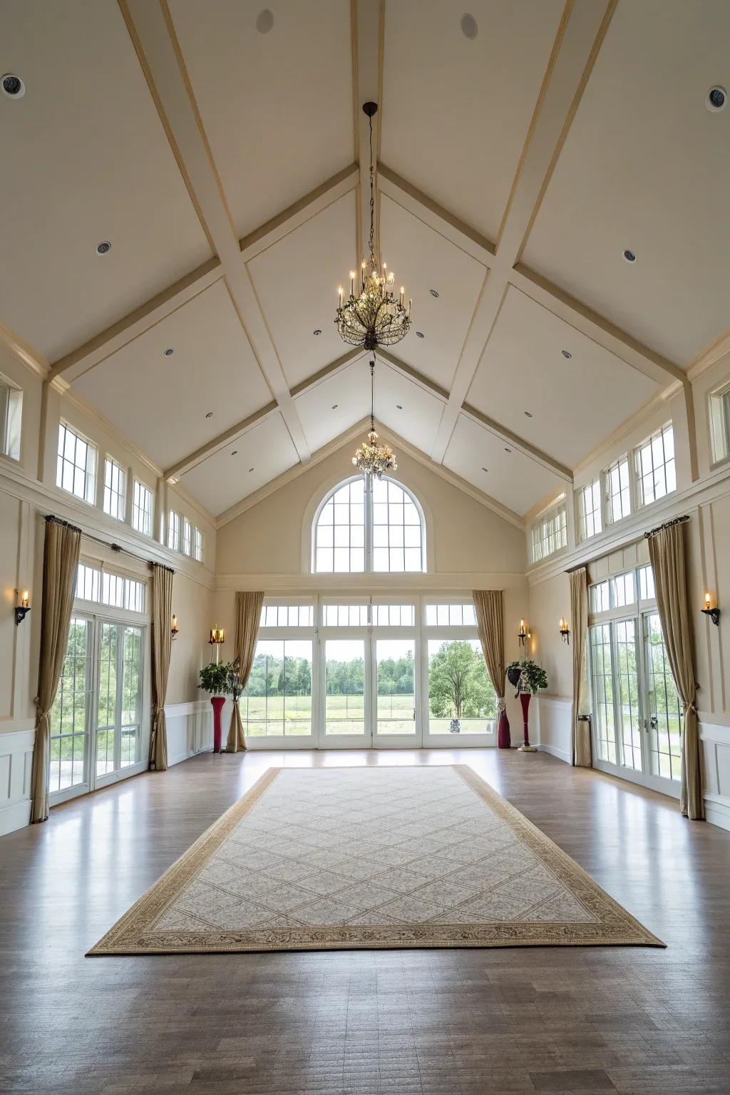 A space with an awe-inspiring arched ceiling that heightens the grandeur.