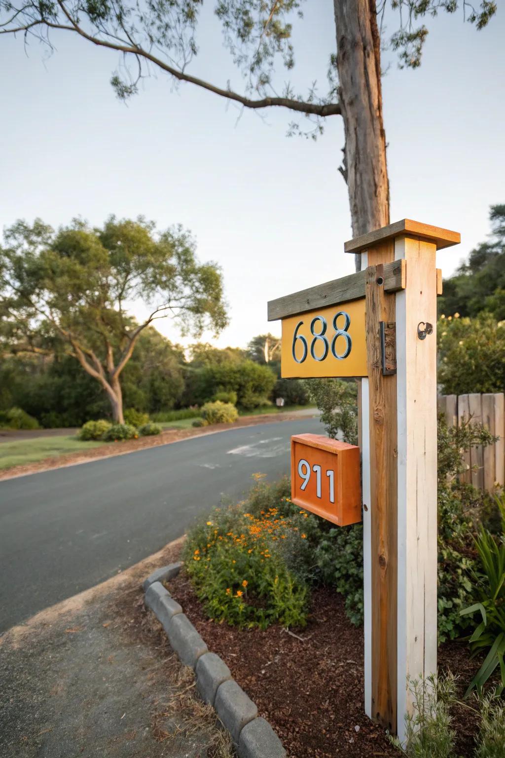 A custom house number sign makes a personal and practical addition.