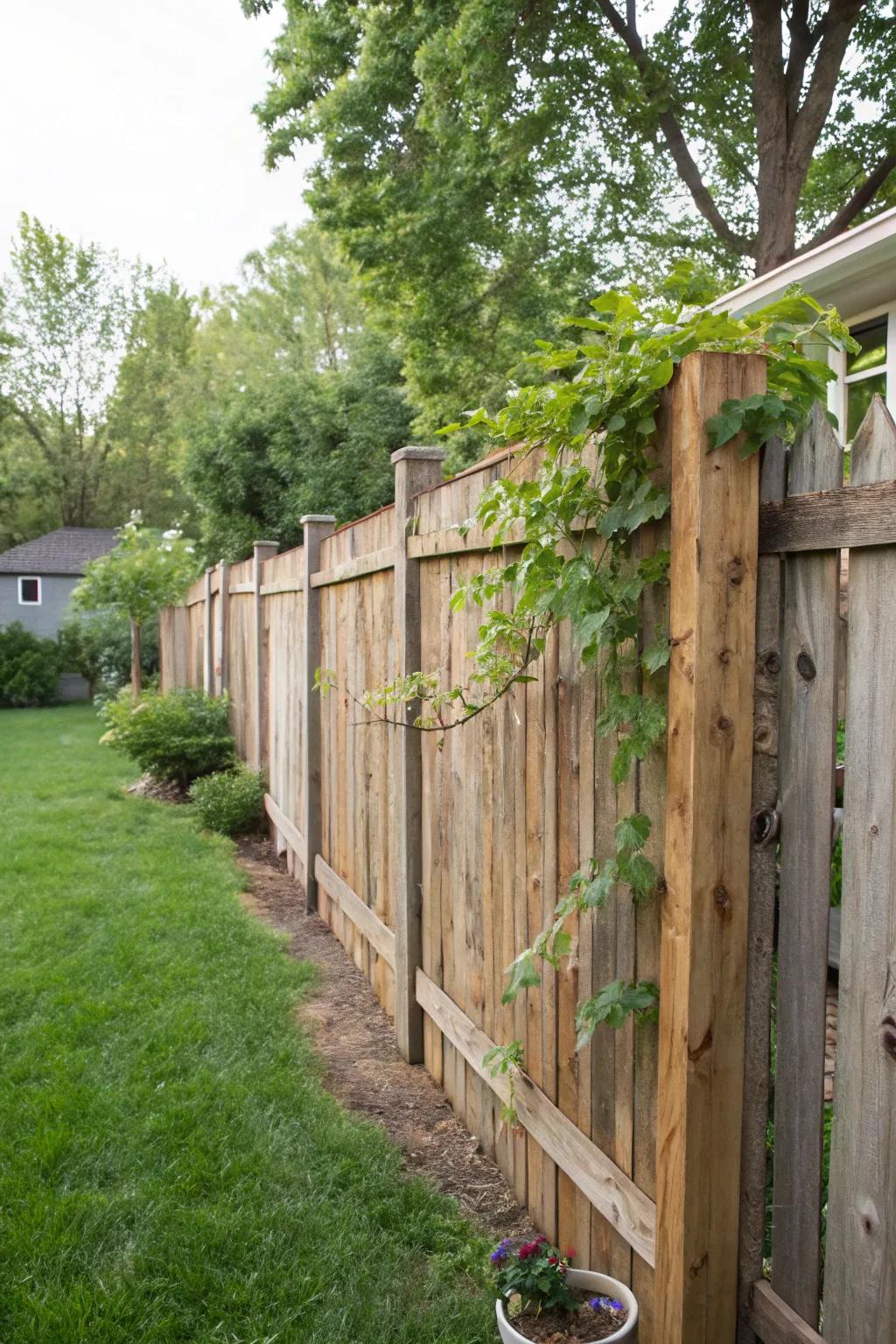A DIY wooden fence can be both economical and charming.