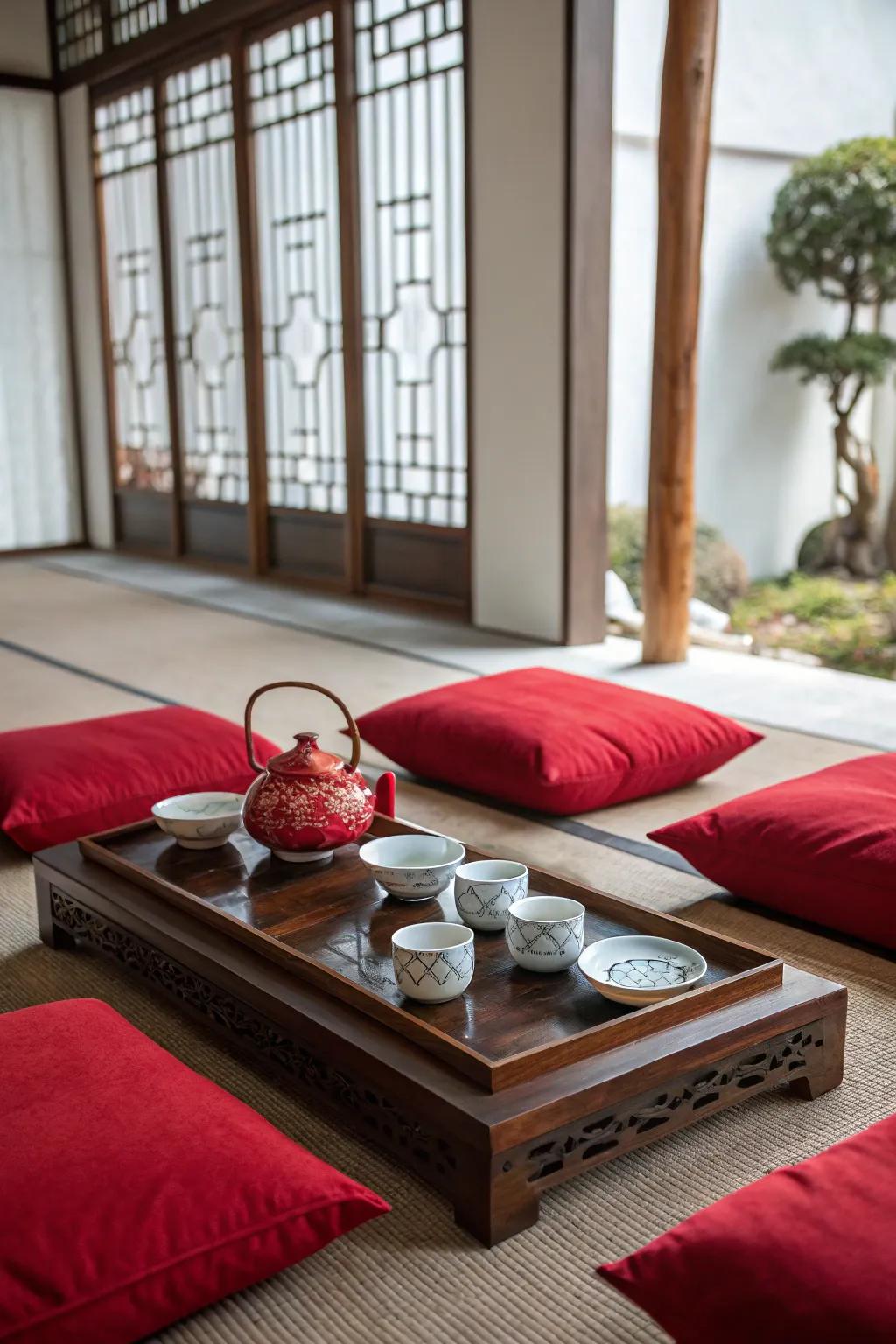 A tranquil tea ceremony setting for an intimate moment.