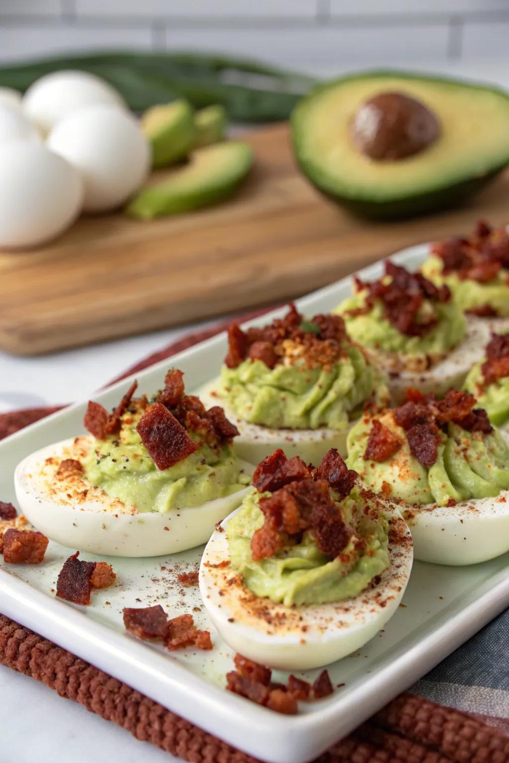 Deviled eggs with a twist add color and flavor to your table.