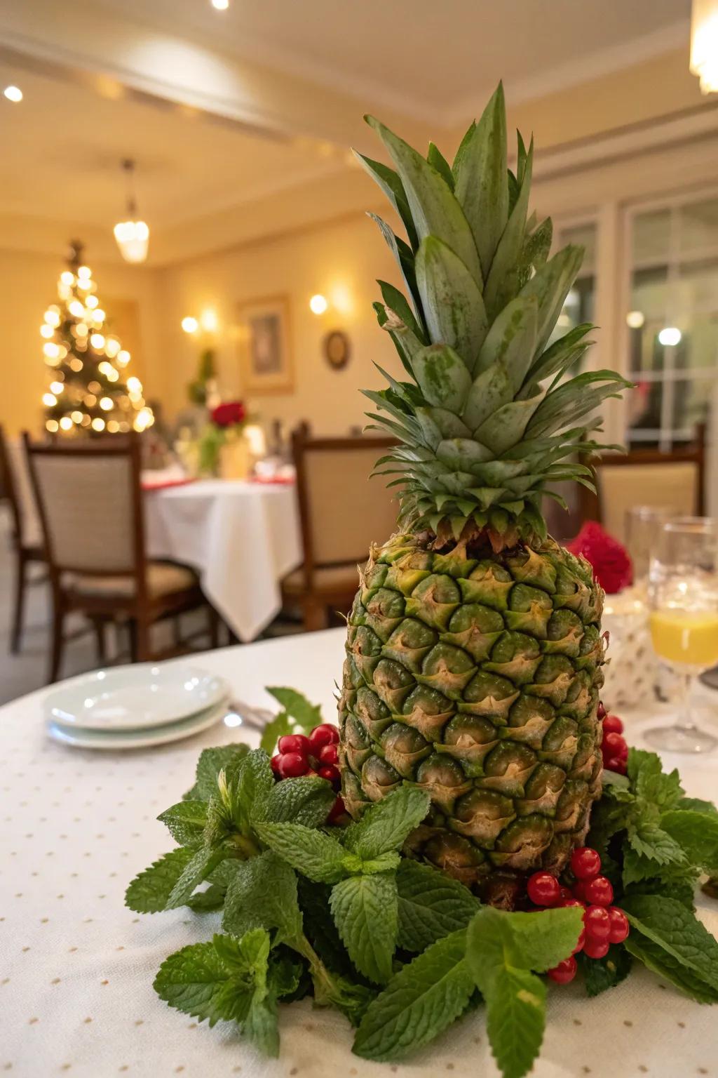 A revitalizing pineapple and mint centerpiece suitable for your table.