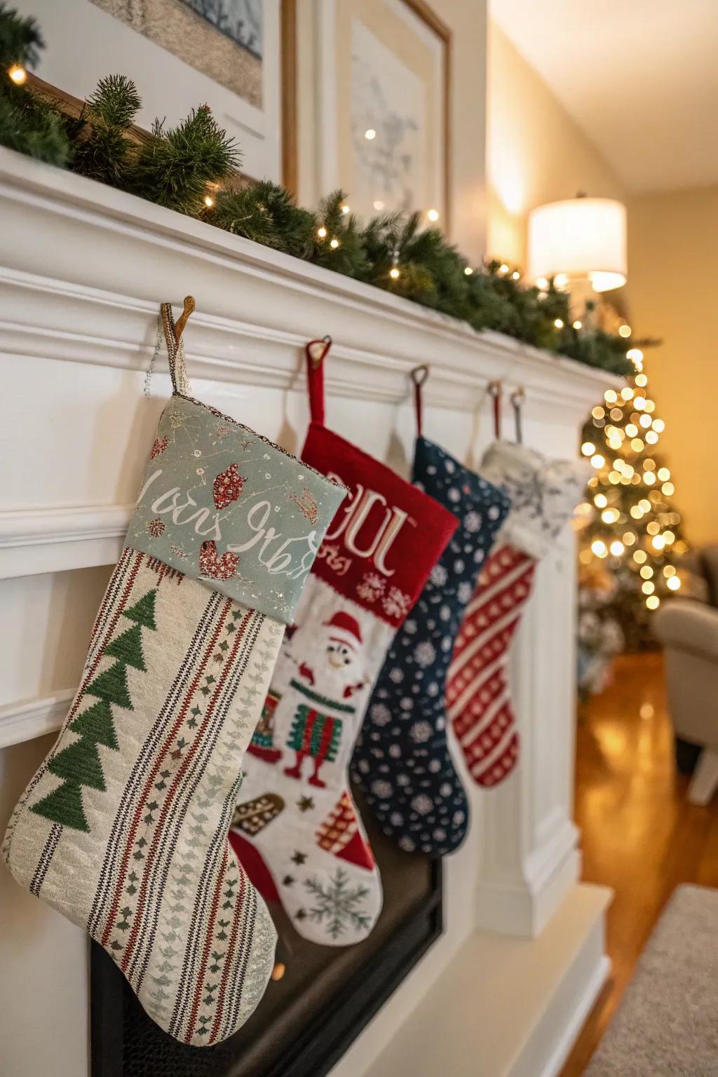 Personalized stockings primed for surprises.