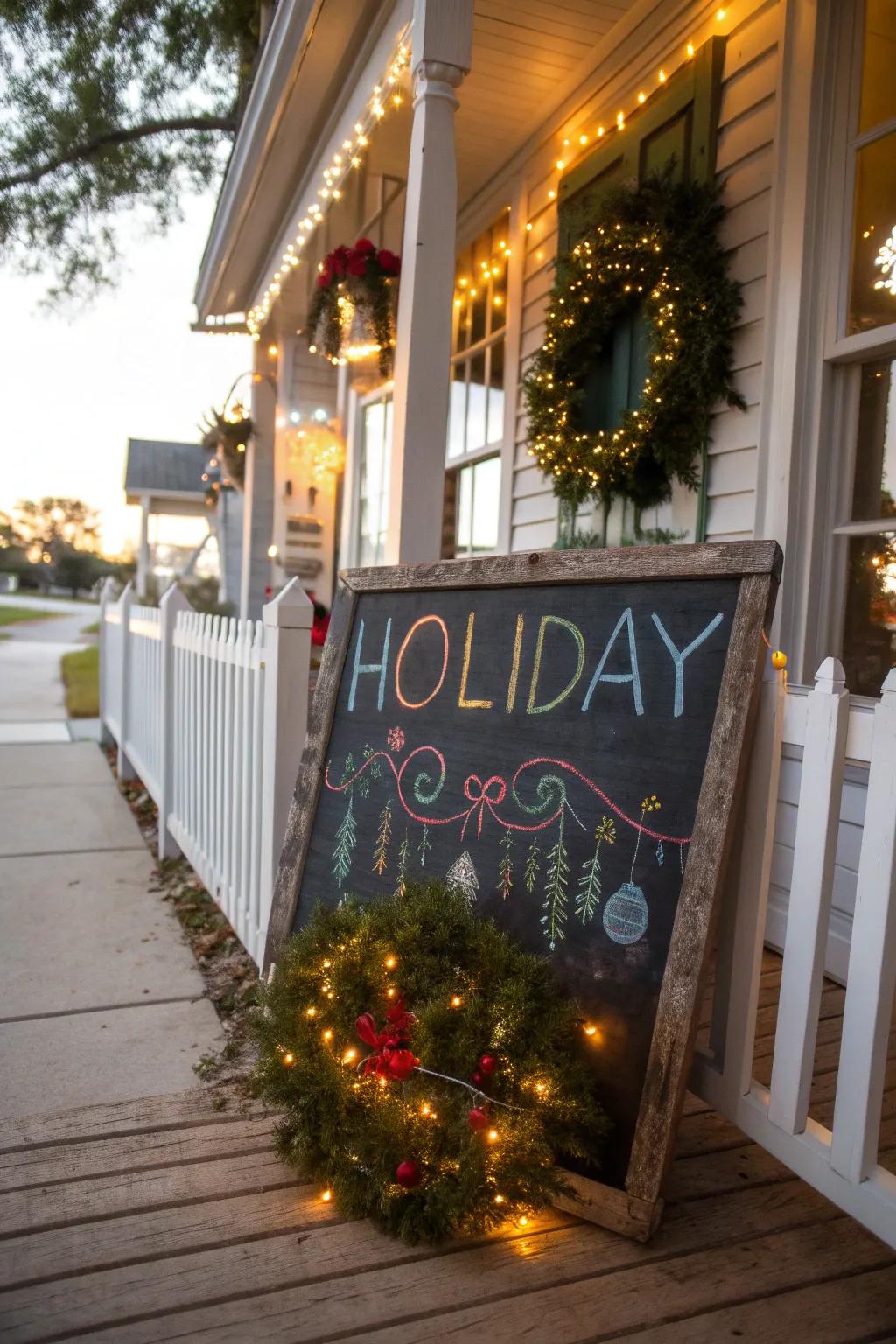 A writing board extends a warm holiday greeting.