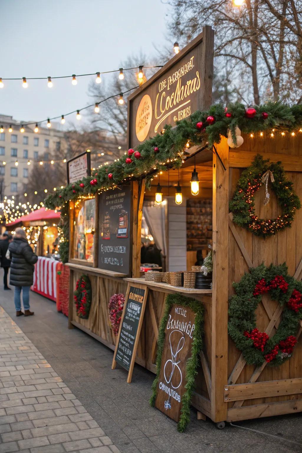 Themed signage elevates your stall's festive allure.