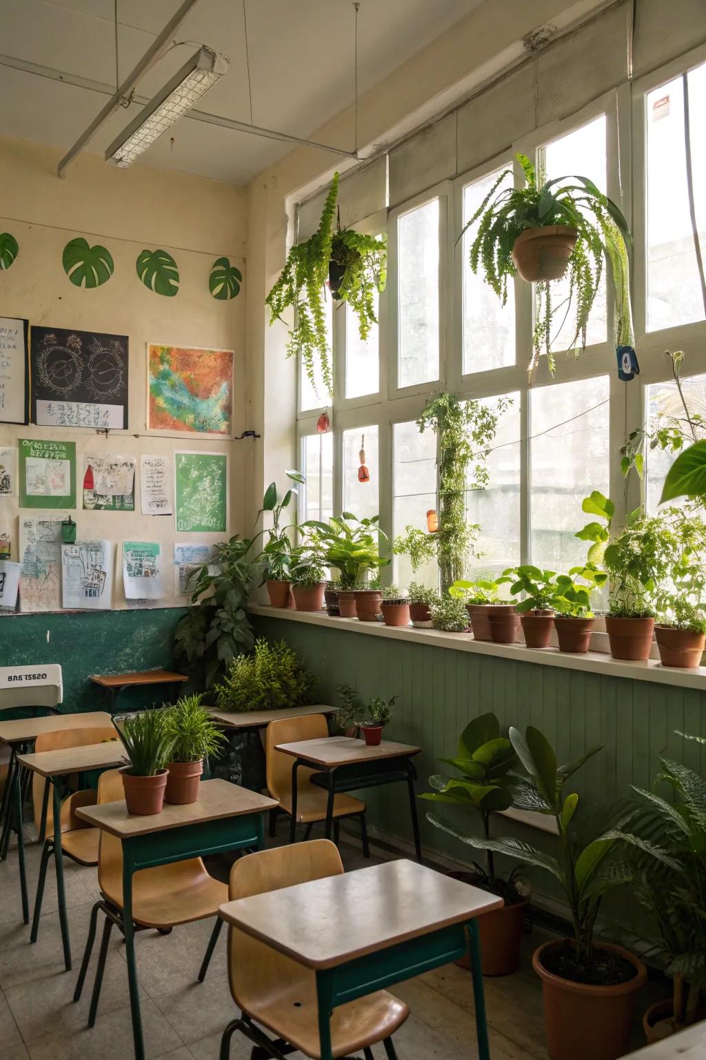 Natural elements contribute to tranquil learning environments.