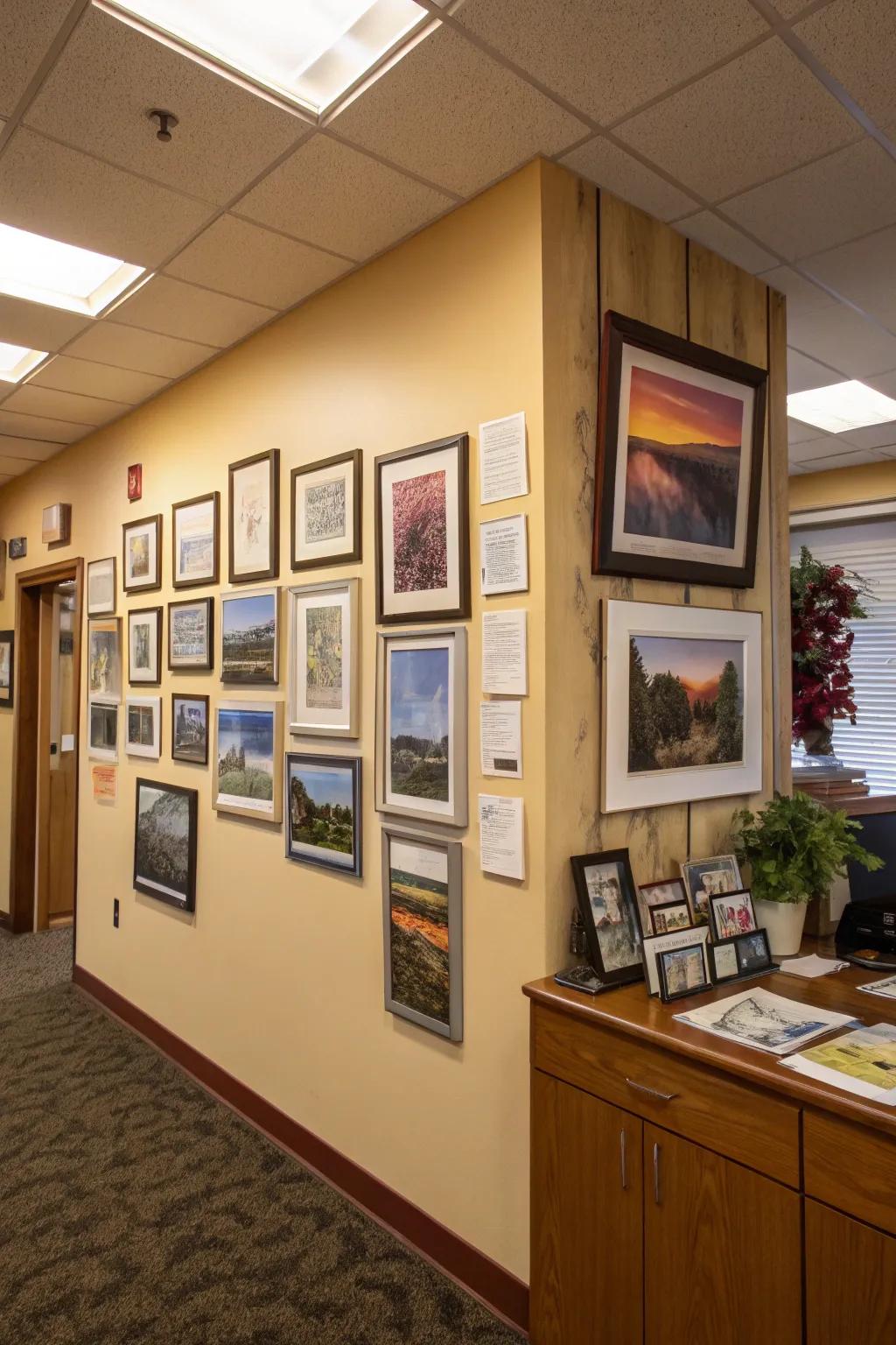 Personal artwork infuses a unique touch and inspiration into an executive office.