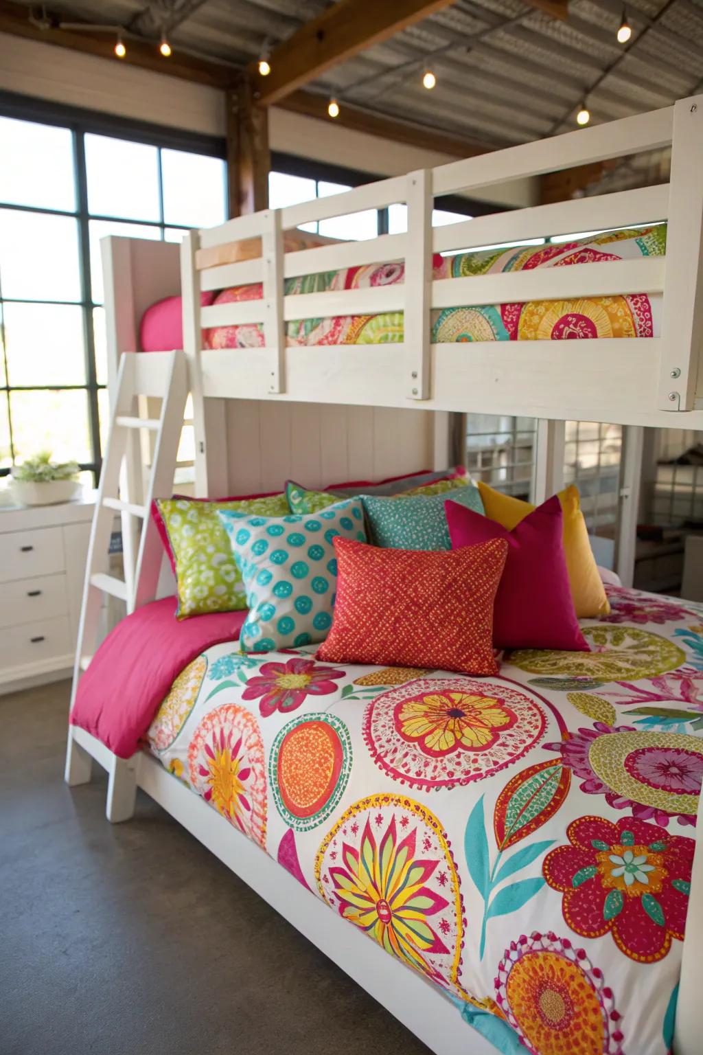 Bright bedding adds character and life to your raised bed.