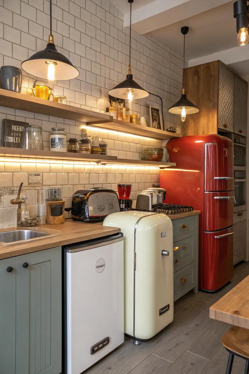 An eclectic mix of vintage and contemporary facets forges a distinctive kitchen style.