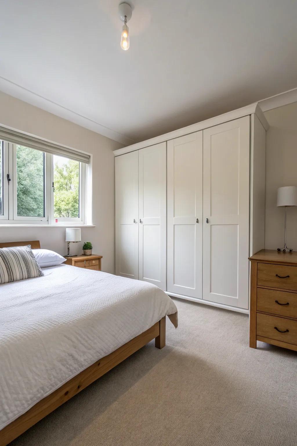 Crisp outlines and minimalism characterize this modern bedroom.