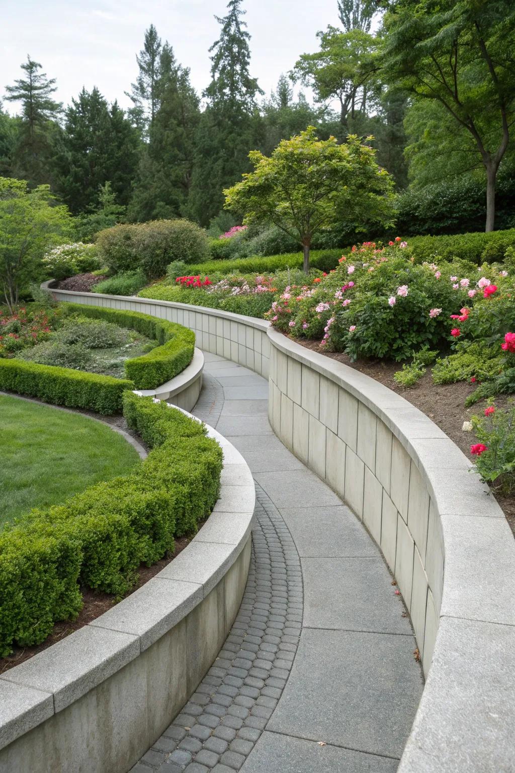 Arched structures contribute a dynamic flow to landscapes.