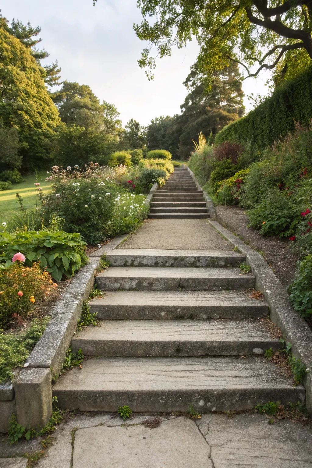 Cohesive transition from steps to pathway.