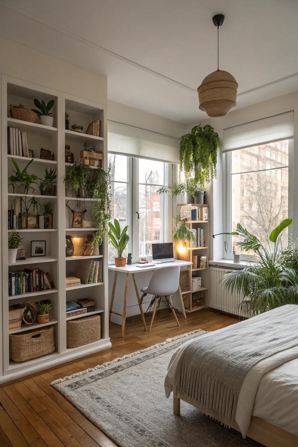 An unrestricted layout enhances the spaciousness of your bedroom.