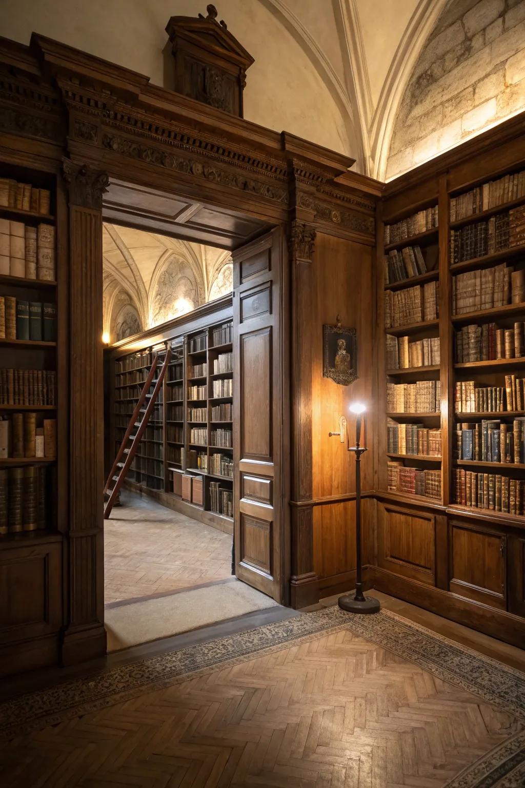 Uncover the charm of hidden areas with a secret bookcase.