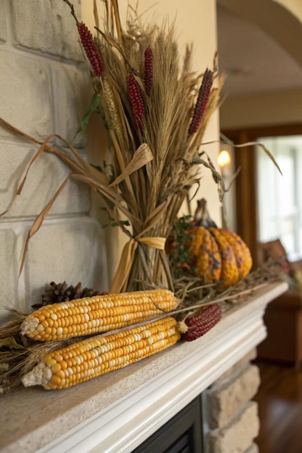 Field maize and natural components crafting an organic presentation.