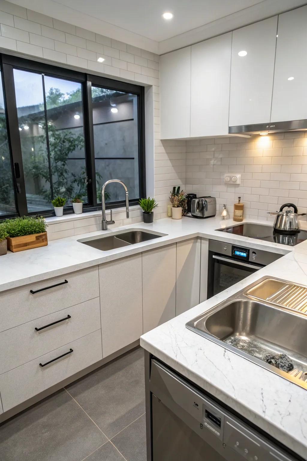Ample counter space around your sink enhances practicality and efficiency.