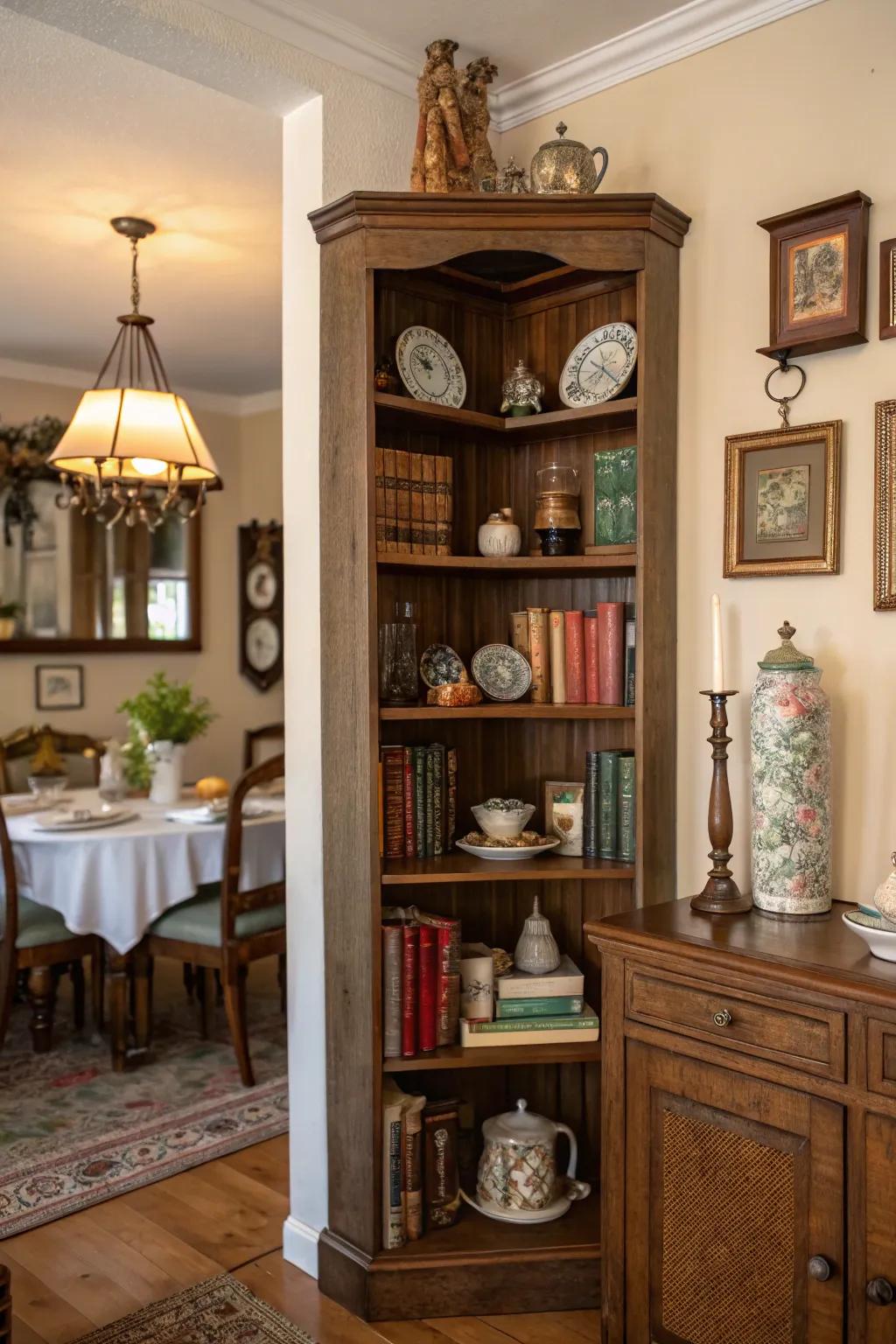 Vintage shelves incorporate individuality and a sense of history to your area.