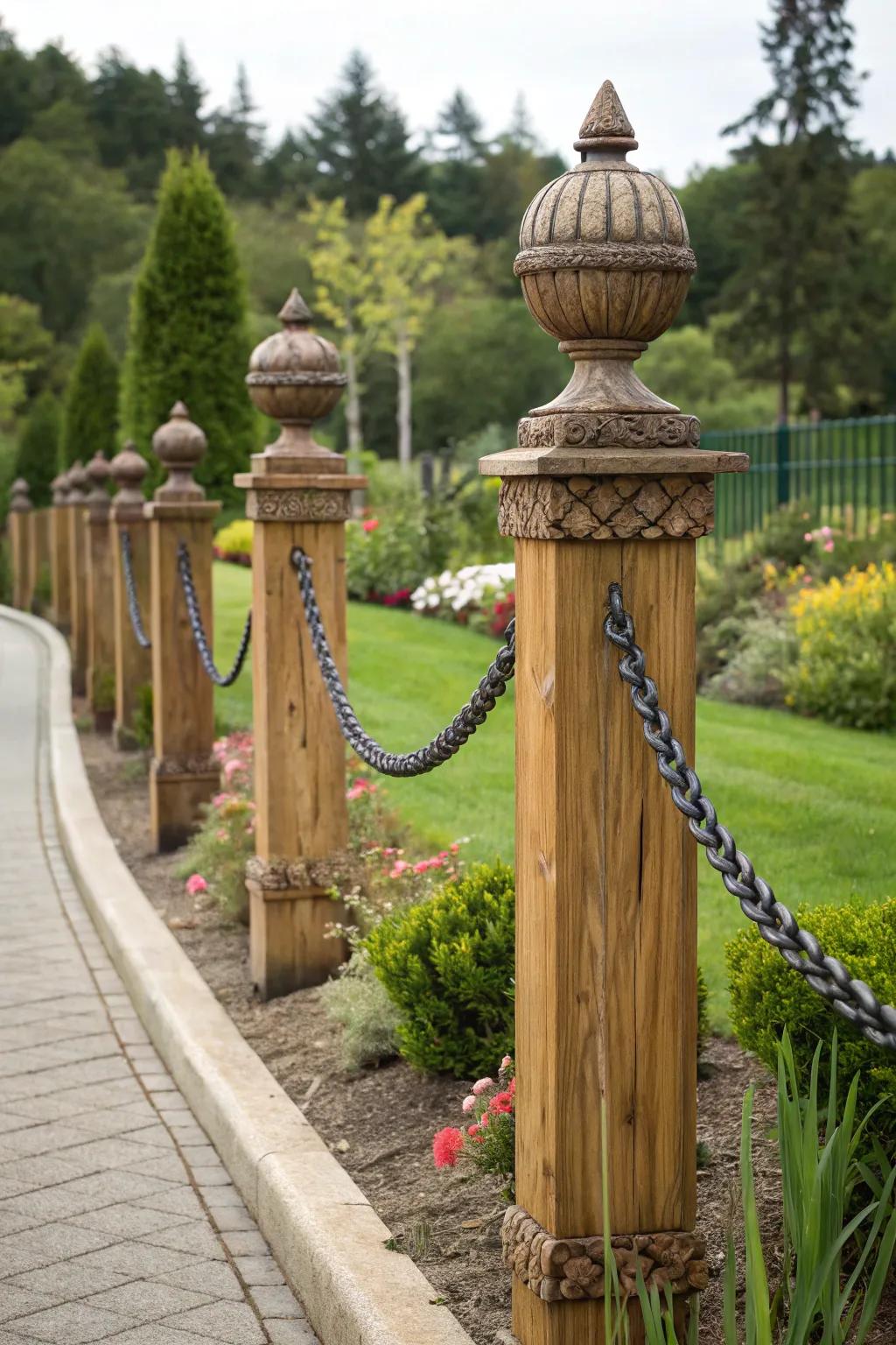 Decorated column endings transform a simple fence into a fashionable declaration.
