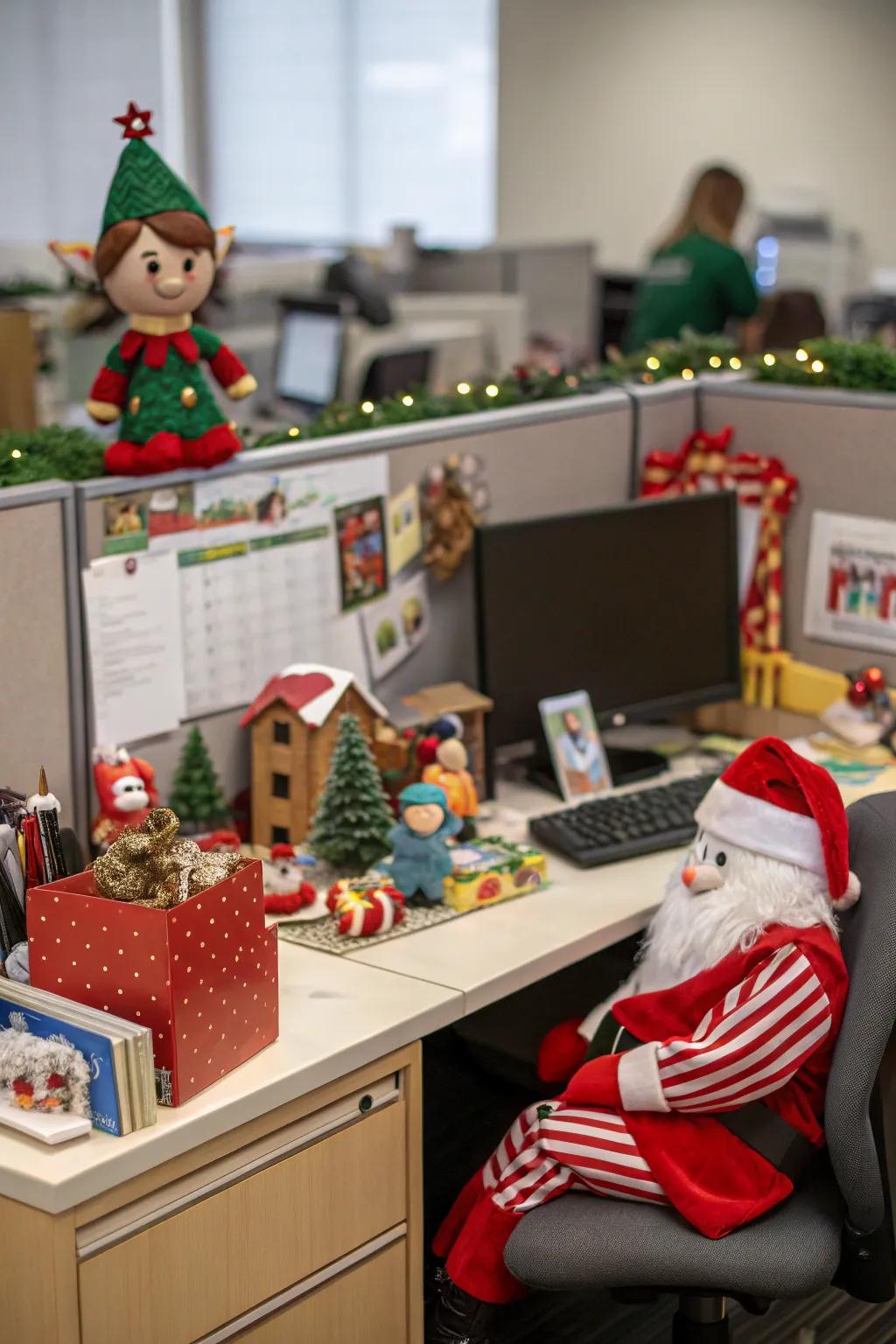 Bring Santa’s workshop to life at your desk for a festive accent.